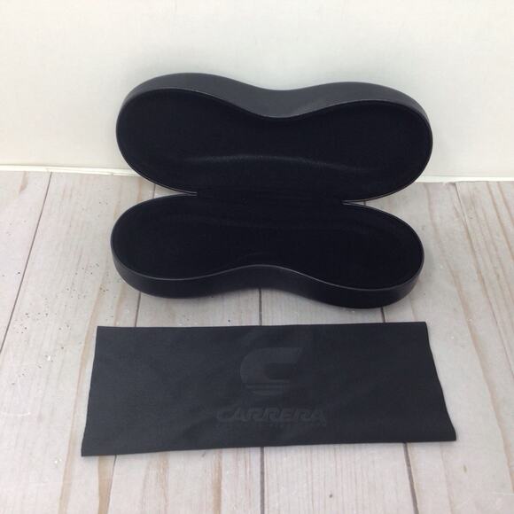 Carrera Eyewear Hard Glasses Case With Lens Wipe Black Gold Logo Sunglasses Case - Picture 2 of 3